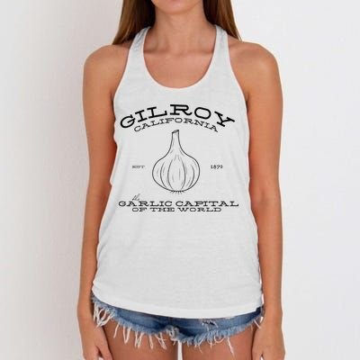 Gilroy California Est 1870 Garlic Lovers Women's Knotted Racerback Tank
