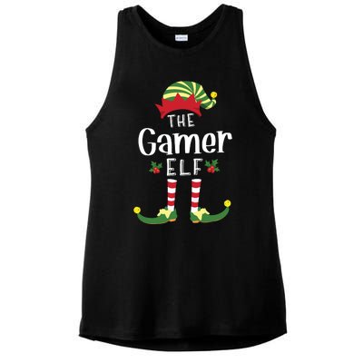 Gamer Christmas Elf Matching Pajama Xmas Party Ladies PosiCharge Tri-Blend Wicking Tank