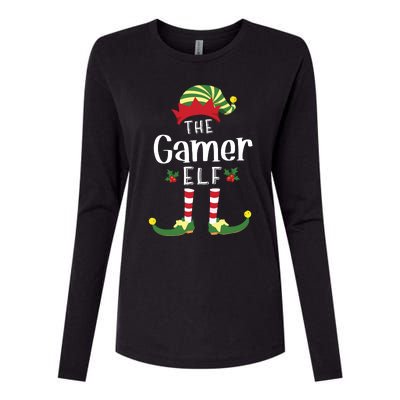 Gamer Christmas Elf Matching Pajama Xmas Party Womens Cotton Relaxed Long Sleeve T-Shirt