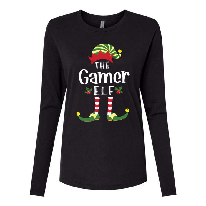 Gamer Christmas Elf Matching Pajama Xmas Party Womens Cotton Relaxed Long Sleeve T-Shirt