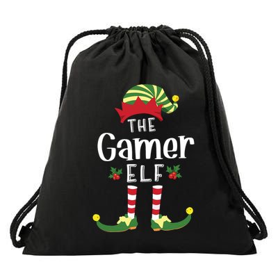 Gamer Christmas Elf Matching Pajama Xmas Party Drawstring Bag