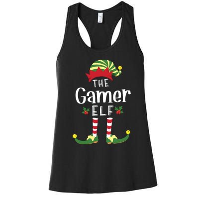 Gamer Christmas Elf Matching Pajama Xmas Party Women's Racerback Tank