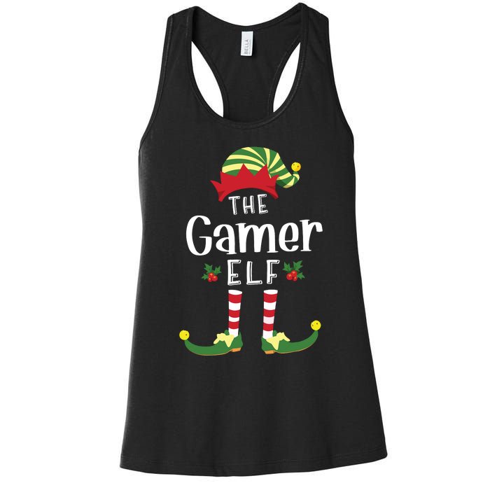 Gamer Christmas Elf Matching Pajama Xmas Party Women's Racerback Tank