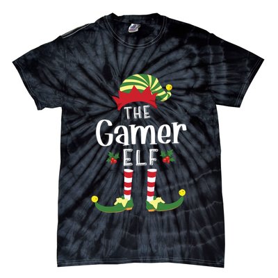 Gamer Christmas Elf Matching Pajama Xmas Party Tie-Dye T-Shirt