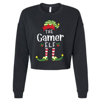 Gamer Christmas Elf Matching Pajama Xmas Party Cropped Pullover Crew