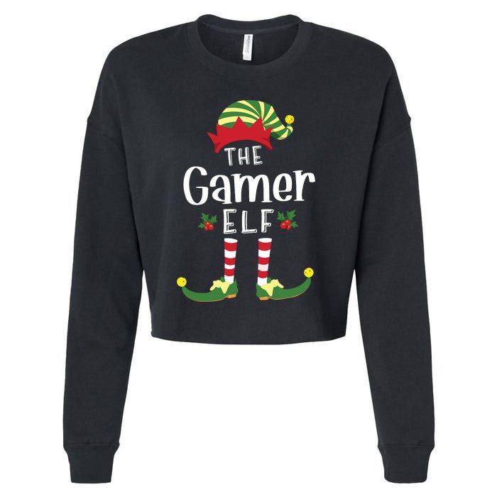 Gamer Christmas Elf Matching Pajama Xmas Party Cropped Pullover Crew