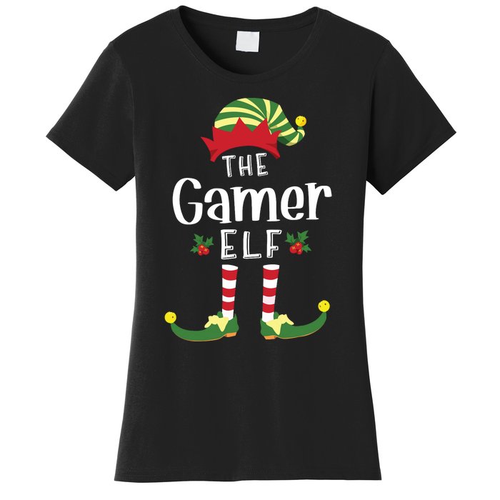 Gamer Christmas Elf Matching Pajama Xmas Party Women's T-Shirt