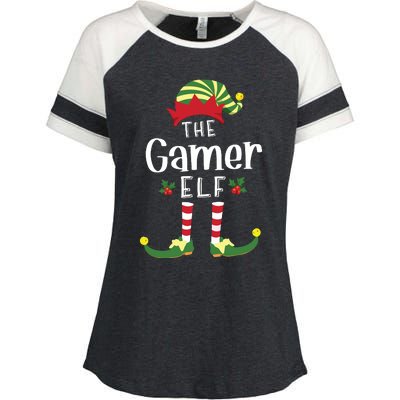 Gamer Christmas Elf Matching Pajama Xmas Party Enza Ladies Jersey Colorblock Tee