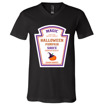 Group Condiments Funny Diy Halloween Costume Pumpkin Sauce V-Neck T-Shirt