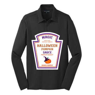 Group Condiments Funny Diy Halloween Costume Pumpkin Sauce Silk Touch Performance Long Sleeve Polo