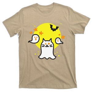 Ghost Cat Funny Halloween Costume For Women T-Shirt