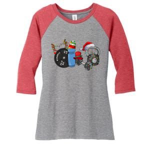 Gym Christmas Fitness Christmas Workout Women's Tri-Blend 3/4-Sleeve Raglan Shirt