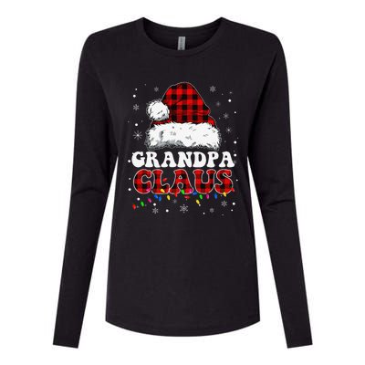 Grandpa Claus Funny Santa Claus Matching Family Pajamas Womens Cotton Relaxed Long Sleeve T-Shirt