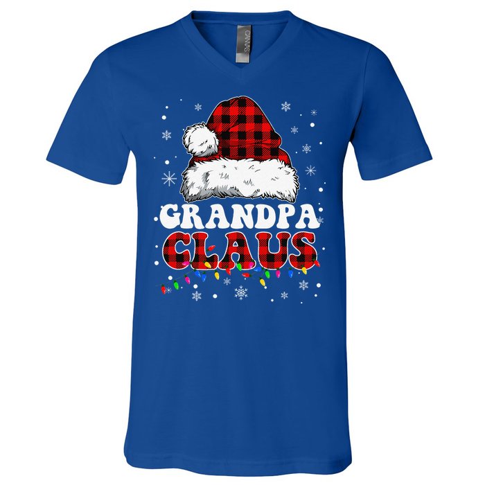 Grandpa Claus Funny Santa Claus Matching Family Pajamas V-Neck T-Shirt