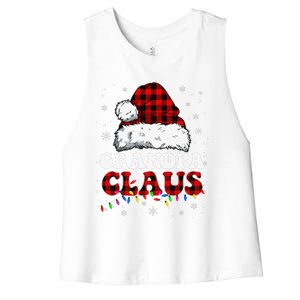 Grandpa Claus Funny Santa Claus Matching Family Pajamas Women's Racerback Cropped Tank