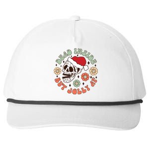 Groovy Christmas Funny Skeleton Dead Inside But Jolly Af Gift Snapback Five-Panel Rope Hat