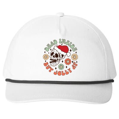 Groovy Christmas Funny Skeleton Dead Inside But Jolly Af Gift Snapback Five-Panel Rope Hat