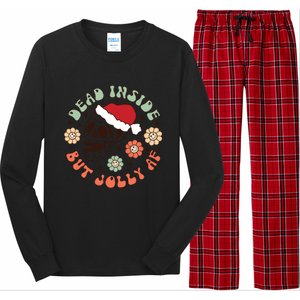 Groovy Christmas Funny Skeleton Dead Inside But Jolly Af Gift Long Sleeve Pajama Set