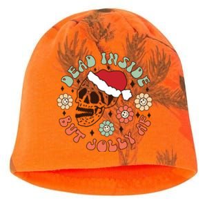 Groovy Christmas Funny Skeleton Dead Inside But Jolly Af Gift Kati - Camo Knit Beanie