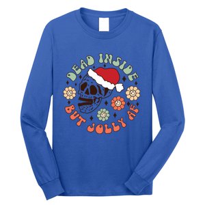 Groovy Christmas Funny Skeleton Dead Inside But Jolly Af Gift Long Sleeve Shirt