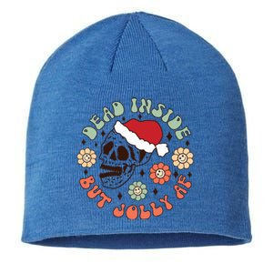 Groovy Christmas Funny Skeleton Dead Inside But Jolly Af Gift Sustainable Beanie