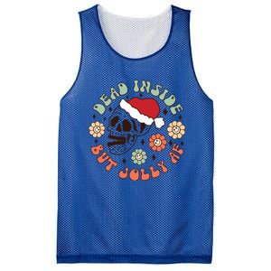 Groovy Christmas Funny Skeleton Dead Inside But Jolly Af Gift Mesh Reversible Basketball Jersey Tank