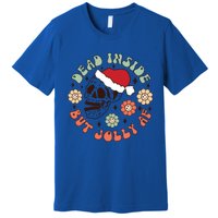 Groovy Christmas Funny Skeleton Dead Inside But Jolly Af Gift Premium T-Shirt