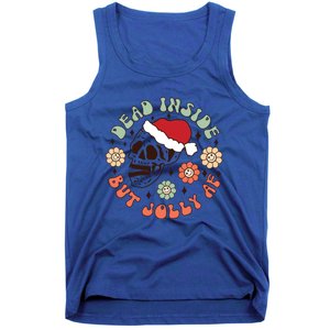 Groovy Christmas Funny Skeleton Dead Inside But Jolly Af Gift Tank Top