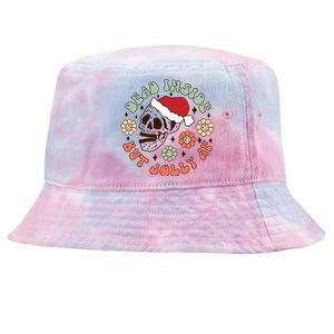 Groovy Christmas Funny Skeleton Dead Inside But Jolly Af Gift Tie-Dyed Bucket Hat