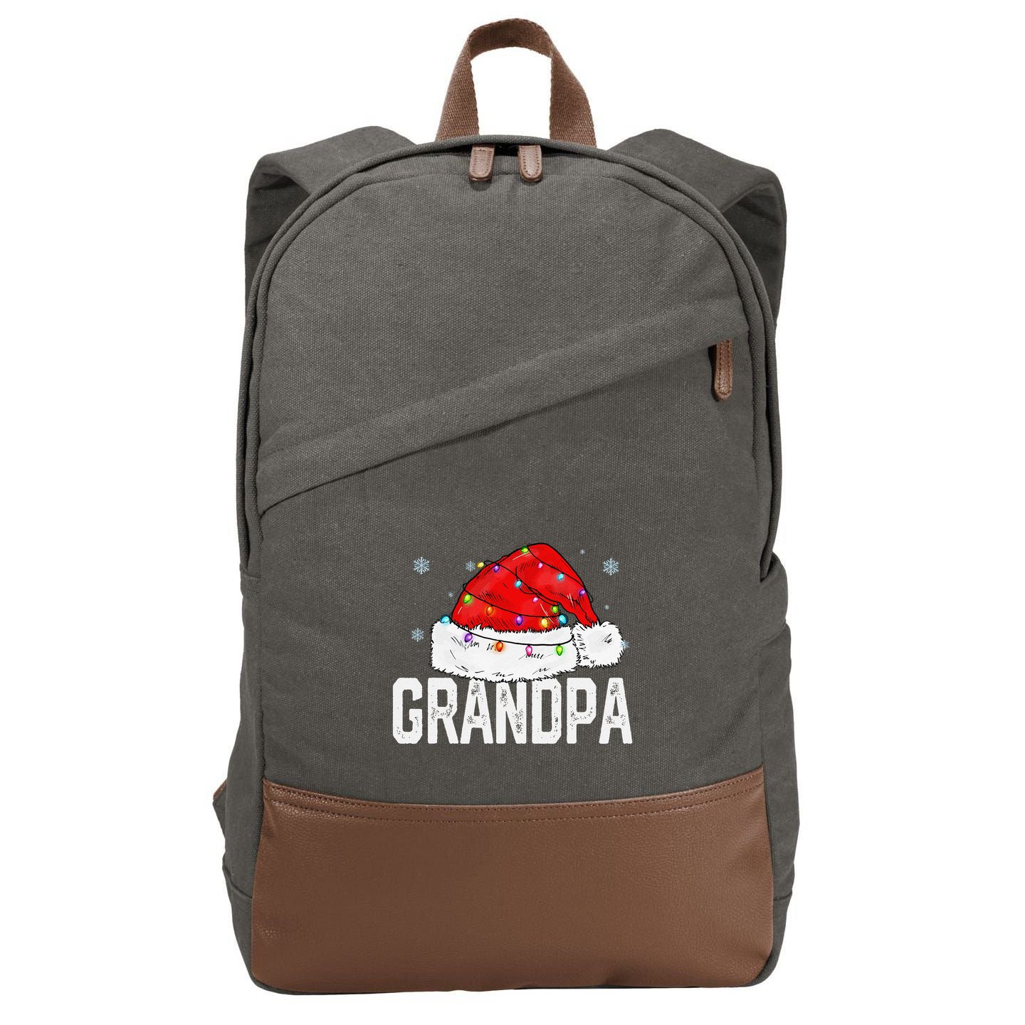 Grandpa Claus Funny Xmas Family Matching Grandpa Christmas Cotton Canvas Backpack