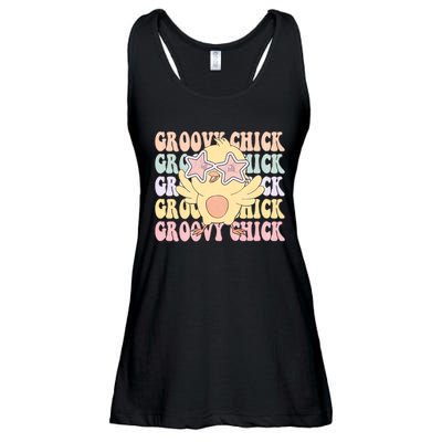 Groovy Chick Funny Retro Cute Chicken With Star Glasses Farming Farmer Ladies Essential Flowy Tank