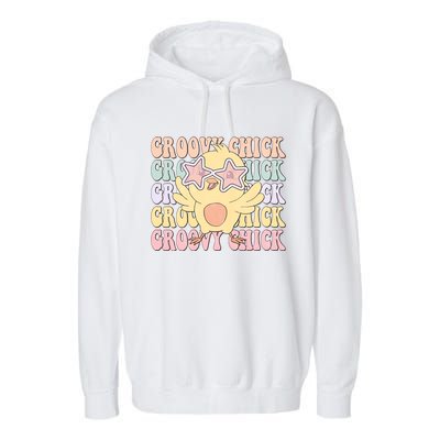 Groovy Chick Funny Retro Cute Chicken With Star Glasses Farming Farmer Garment-Dyed Fleece Hoodie