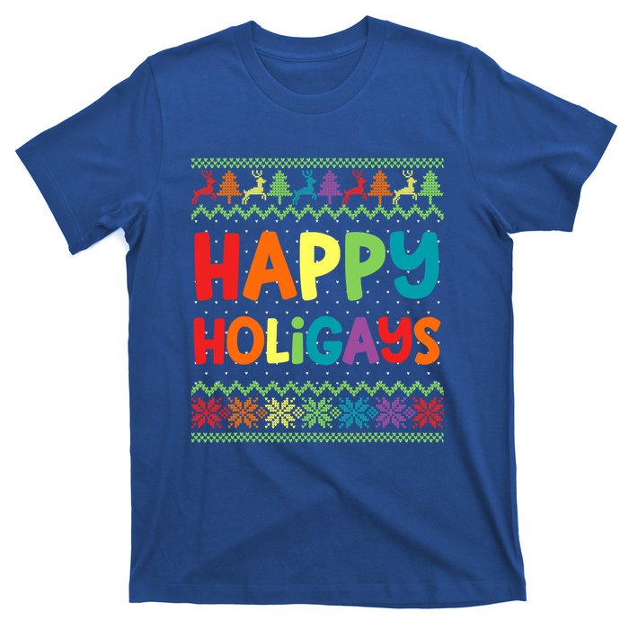 Gay Christmas Funny Lgbt Happy Holigays Ugly Rainbow Party Great Gift T-Shirt