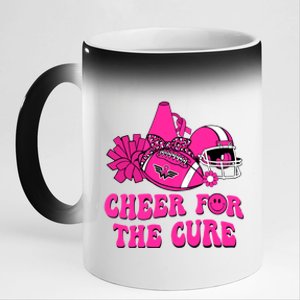 Groovy Cheer For The Cure Football Breast Cancer Support Gift 11oz Black Color Changing Mug