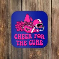 Groovy Cheer For The Cure Football Breast Cancer Support Gift Coaster