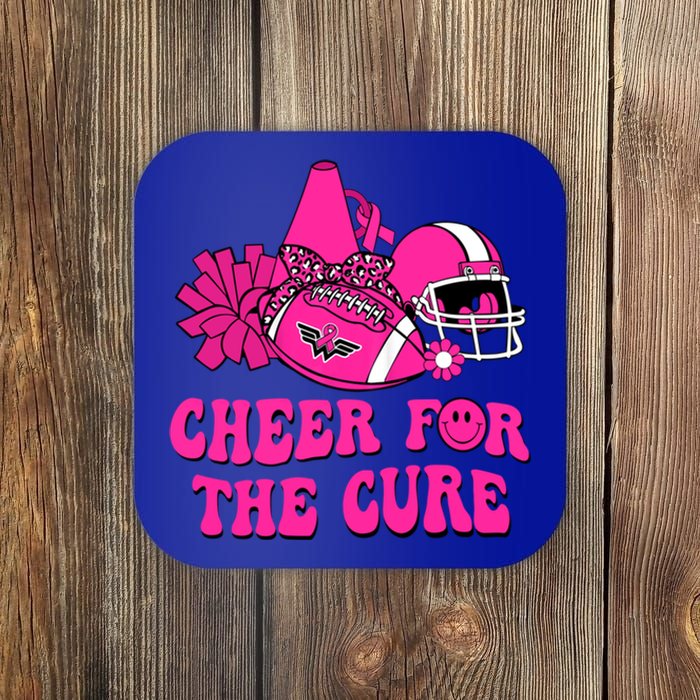 Groovy Cheer For The Cure Football Breast Cancer Support Gift Coaster