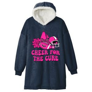 Groovy Cheer For The Cure Football Breast Cancer Support Gift Hooded Wearable Blanket