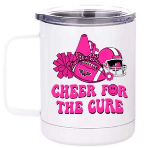 Groovy Cheer For The Cure Football Breast Cancer Support Gift 12 oz Stainless Steel Tumbler Cup