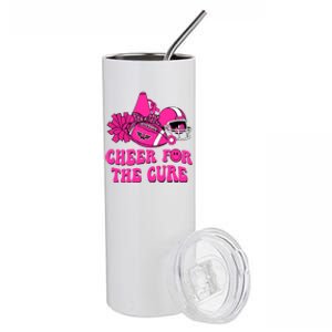 Groovy Cheer For The Cure Football Breast Cancer Support Gift Stainless Steel Tumbler