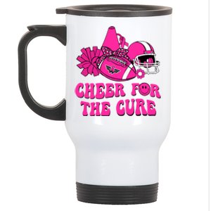 Groovy Cheer For The Cure Football Breast Cancer Support Gift Stainless Steel Travel Mug