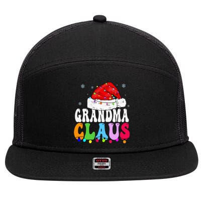 Grandma Claus Funny Xmas Family Matching Grandma Christmas 7 Panel Mesh Trucker Snapback Hat