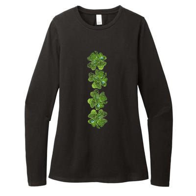 Green Clovers Funny Irish Shamrock Saint Patrick's Day Womens CVC Long Sleeve Shirt