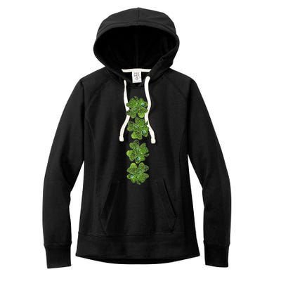 Green Clovers Funny Irish Shamrock Saint Patrick's Day Women's Fleece Hoodie