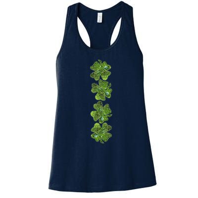 Green Clovers Funny Irish Shamrock Saint Patrick's Day Women's Racerback Tank