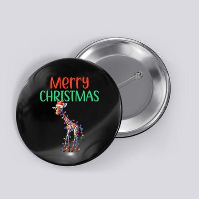 Giraffe Christmas Funny Merry Christmas Santa Xmas Animal Button