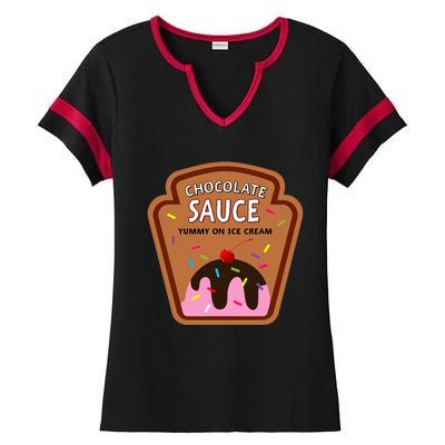 Group Condiments Funny Diy Halloween Costume Chocolate Sauce Ladies Halftime Notch Neck Tee