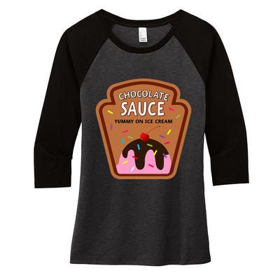 Group Condiments Funny Diy Halloween Costume Chocolate Sauce Women's Tri-Blend 3/4-Sleeve Raglan Shirt