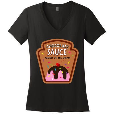 Group Condiments Funny Diy Halloween Costume Chocolate Sauce Women's V-Neck T-Shirt