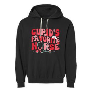 Groovy Cupids Favorite Nurse Valentines Day Nurse Life Garment-Dyed Fleece Hoodie