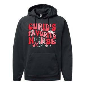 Groovy Cupids Favorite Nurse Valentines Day Nurse Life Performance Fleece Hoodie